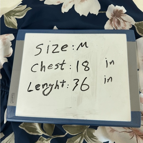 Dynamite Floral Halter Neck Dress Navy and White Sleeveless Elastic Waist M - Picture 8 of 9